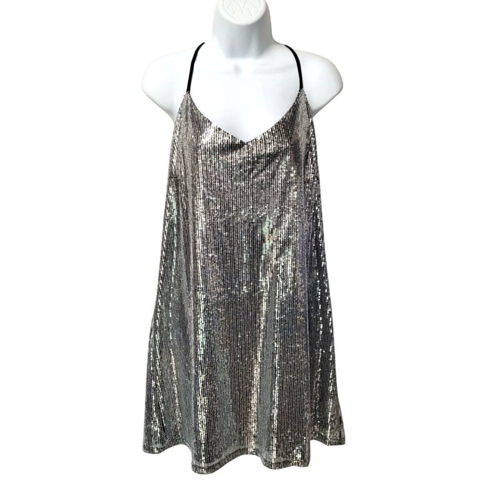 Wild Fable Sequin sleeveless mini party dress L Bling Sparkly Swiftie Y2K - Picture 1 of 12